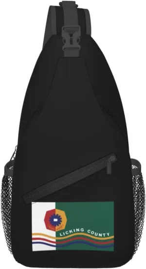 Flag Of Licking County, Ohio Crossbody Bags For Women Men Chest Backpack Gym Shoulder Bag Travel Outdoor Sports Casual Crossbody Bags
