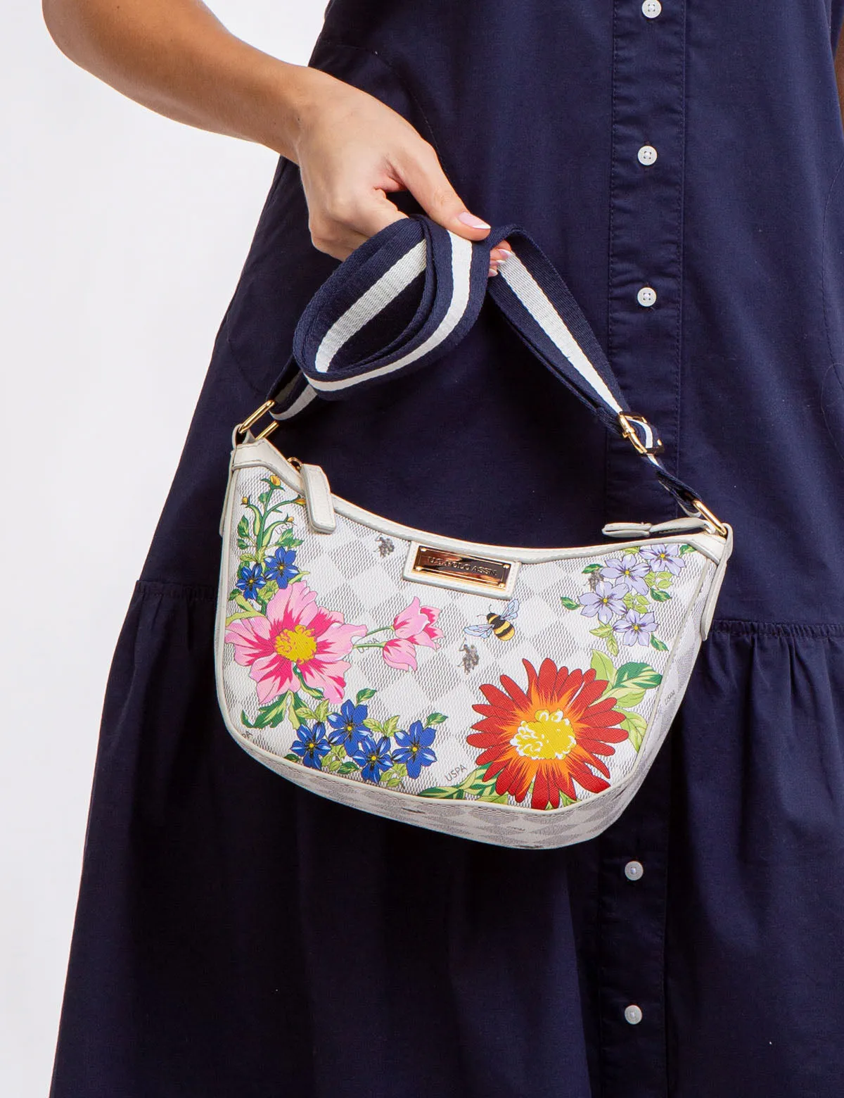 FLORAL DIAMOND CROSSBODY BAG