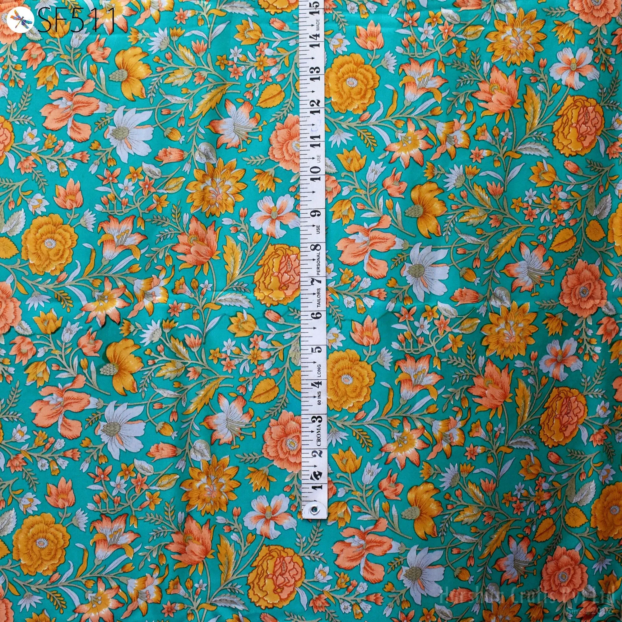 Floral Habotai Silk Soft Pure Flowy Printed Silk Indian Fabric by the yard Saree Fabric Wedding Dresses Bridesmaid Costumes Sewing Scarf