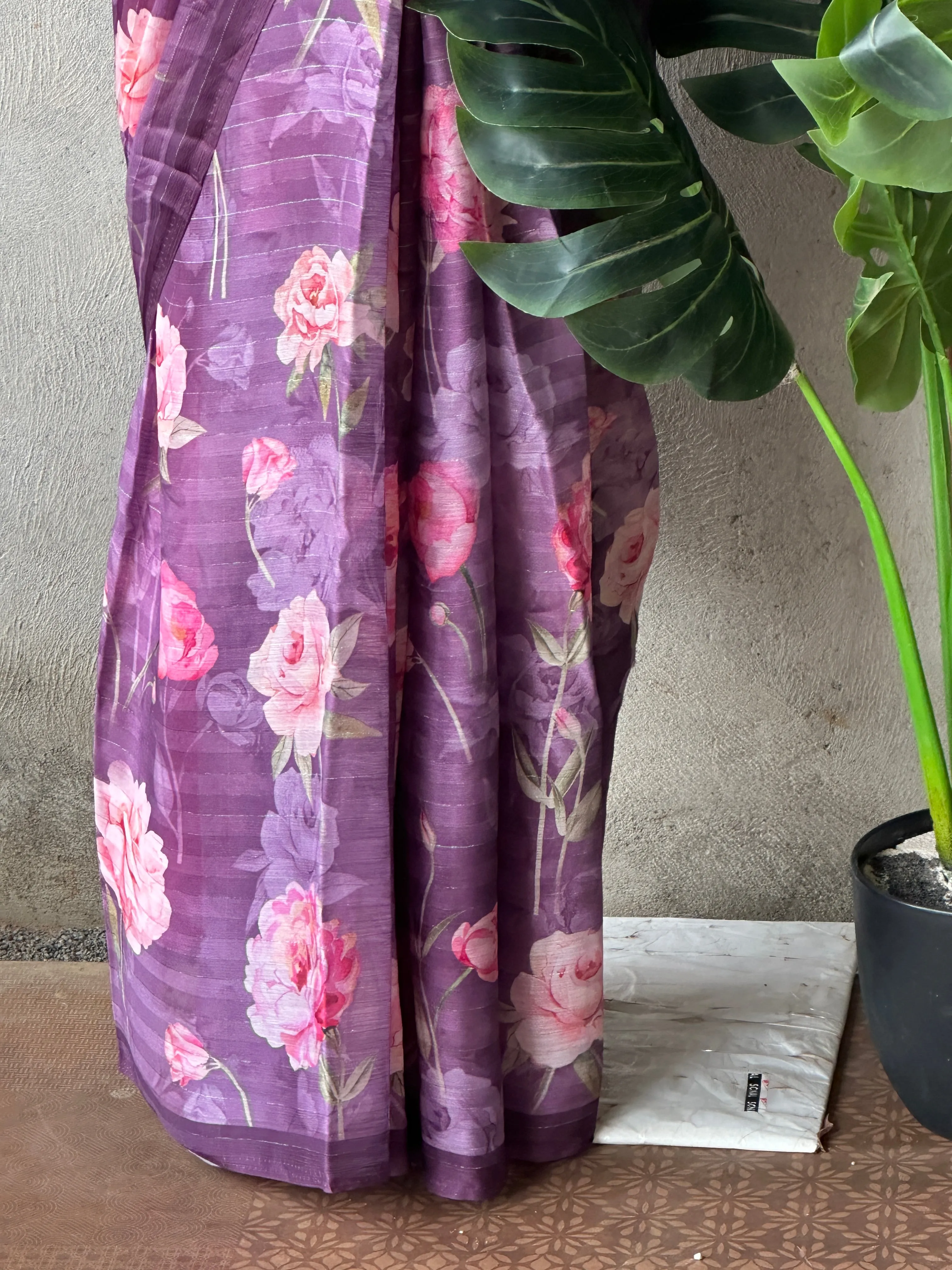 Floral printed georgette saree