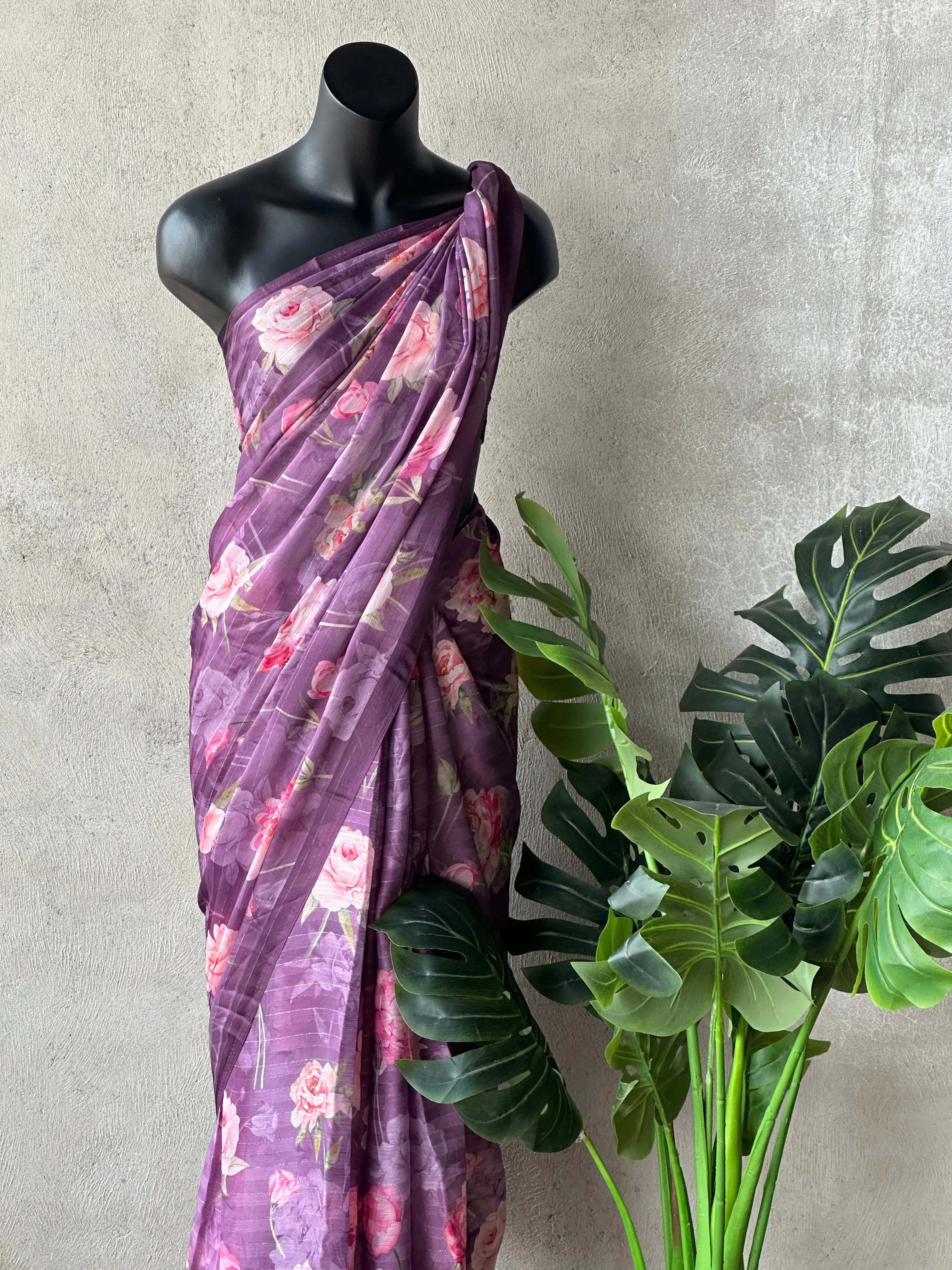 Floral printed georgette saree