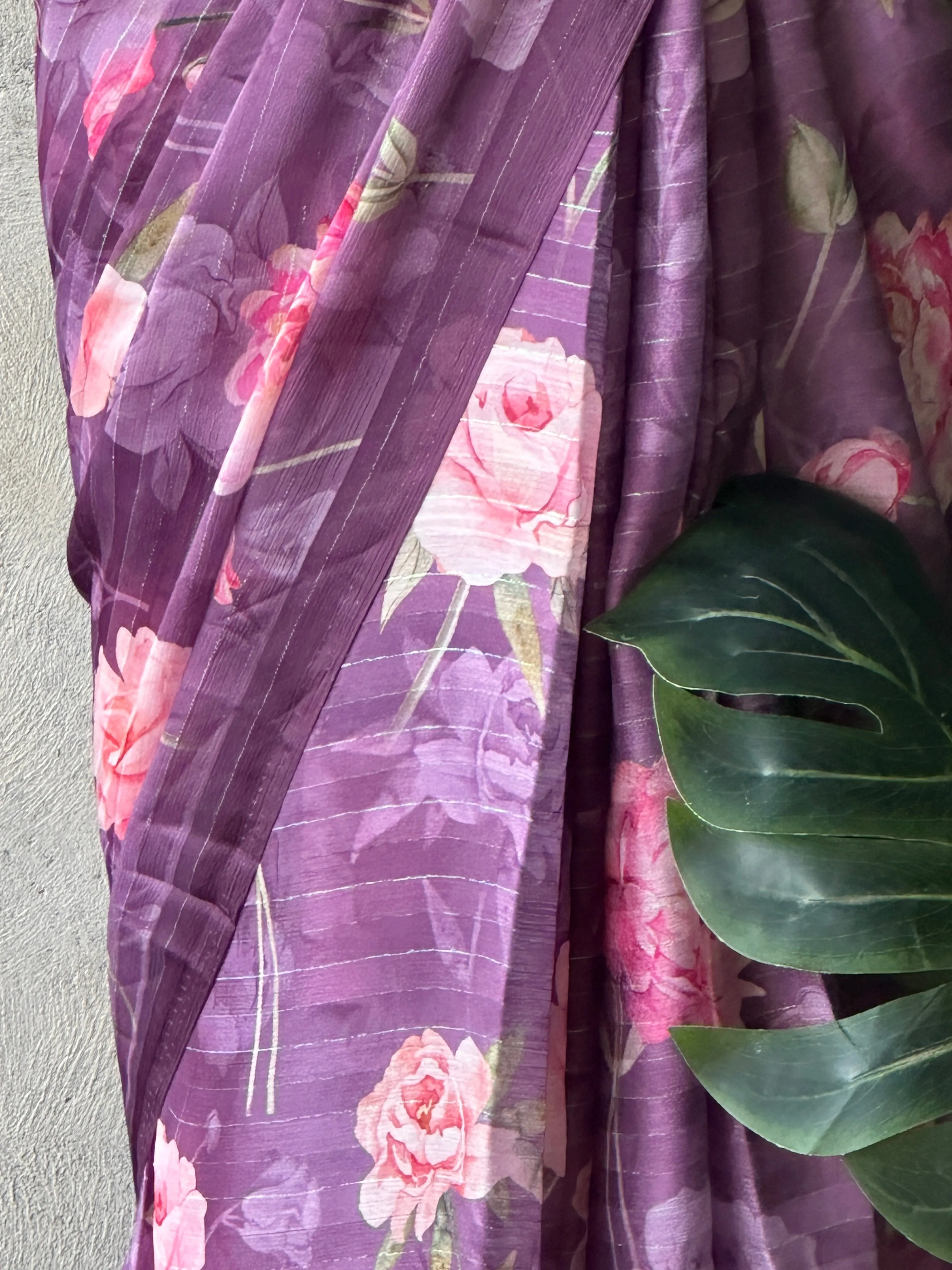 Floral printed georgette saree