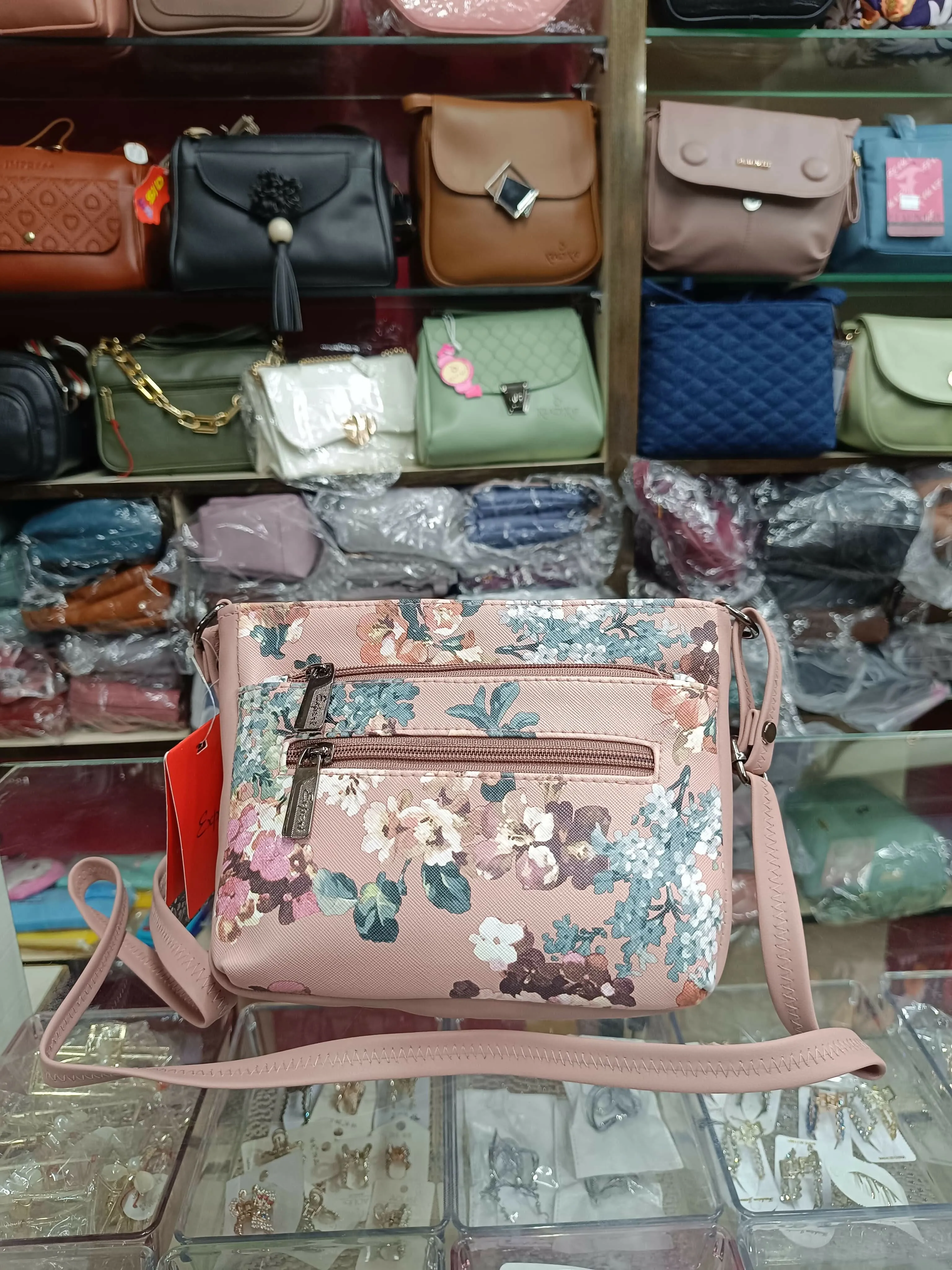 Floral printed multi-rows fashion sling bags for women / girls