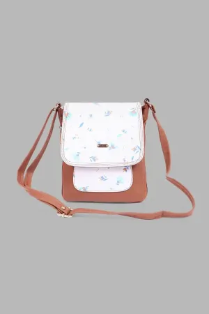 Floral Printed Premium Sling Bag for Women( Brown )