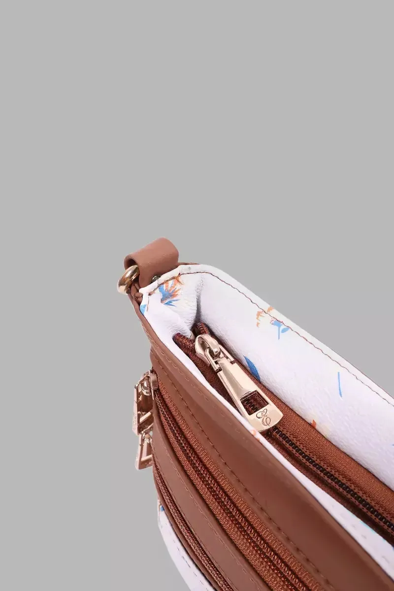 Floral Printed Premium Sling Bag for Women( Brown )