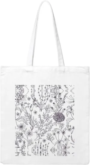 Flowering Herbs and Herbaceous Plants Print Canvas Tote Bag Aesthetic Reusable Grocery Shopping Bags Shoulder Bag Book Tote
