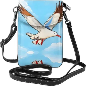 Flying Seagulls Printed Women's Crossbody Phone Bag - Perfect for Travel and Shopping