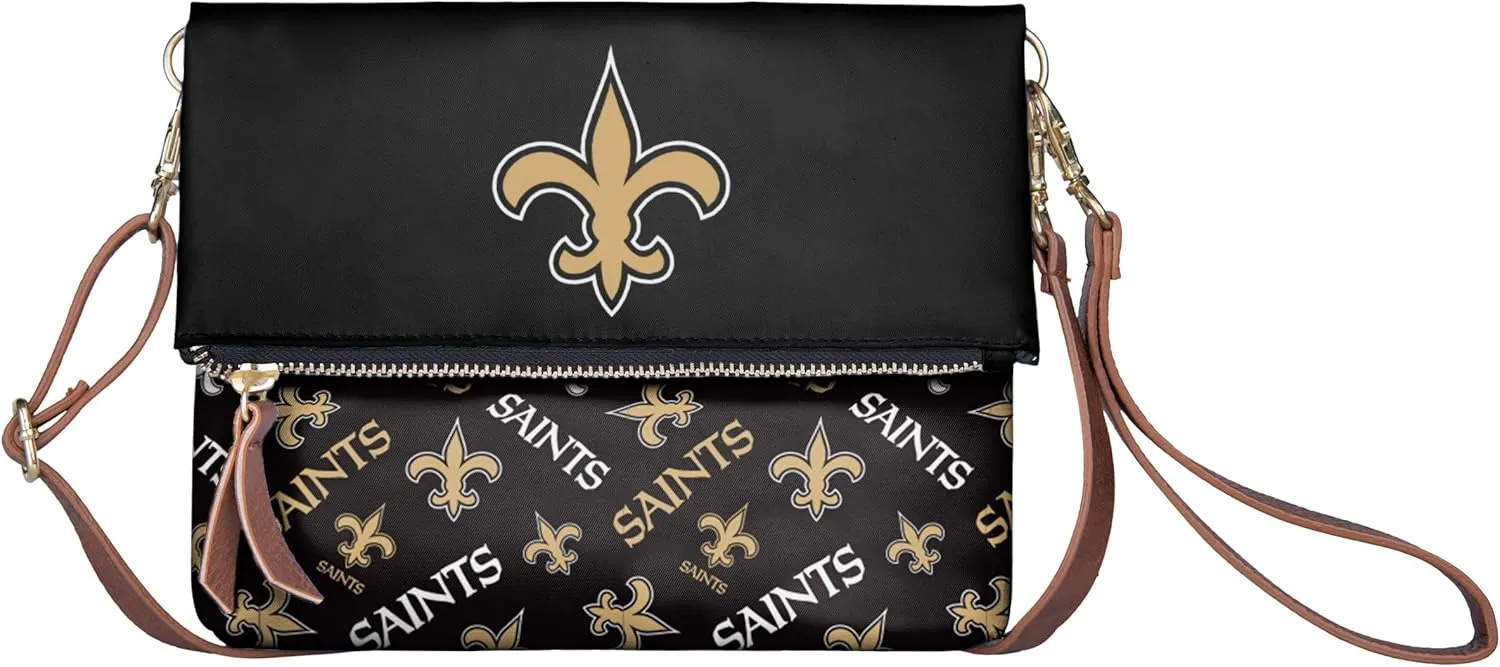 FOCO NFL Team Logo Printed Collection Foldover Purse Handbag Bag Tote