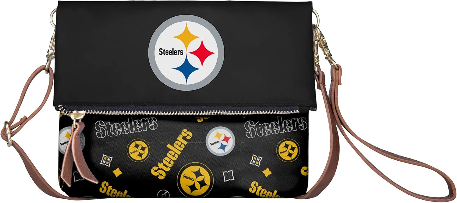 FOCO NFL Team Logo Printed Collection Foldover Purse Handbag Bag Tote