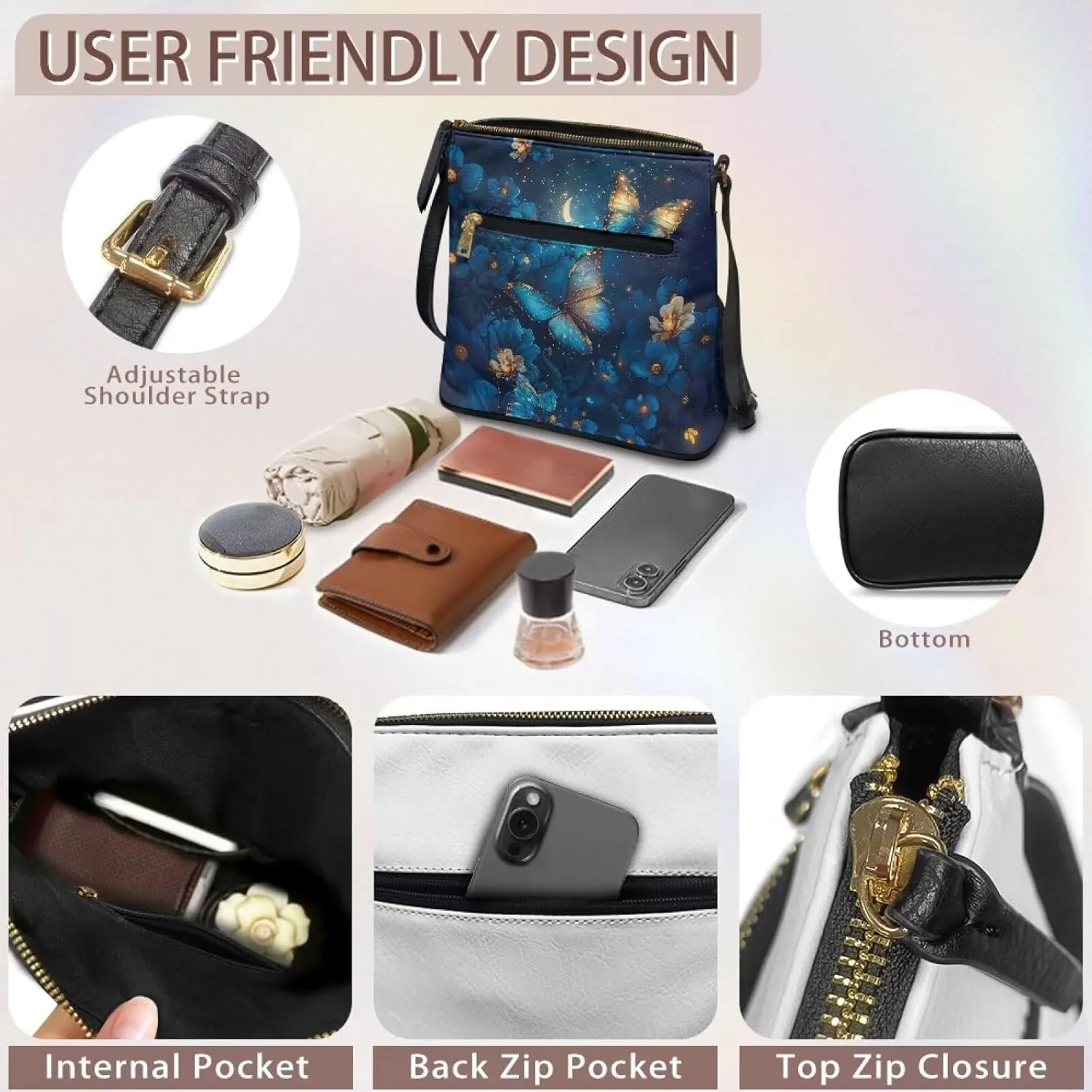 FOR U DESIGNS Leather Crossbody Bags for Women Shoulder Bags for Work Travel Sling Bag