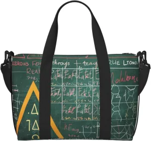 Formulas Shapes Theory Math Lesson Word Printed Travel Duffel Bag for Men Women Shoulder Weekender Overnight Bags for for Beach Swim Sports Gym