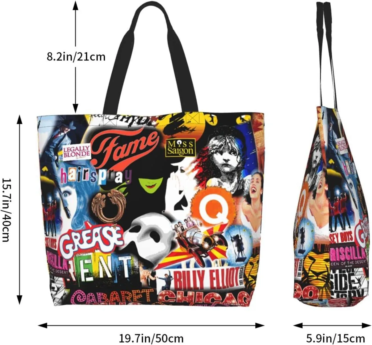 Ftuiylu broadway Tote Bag Women Kitchen Reusable Grocery Bags Shopping Bag Beach Bags Shoulder Bag