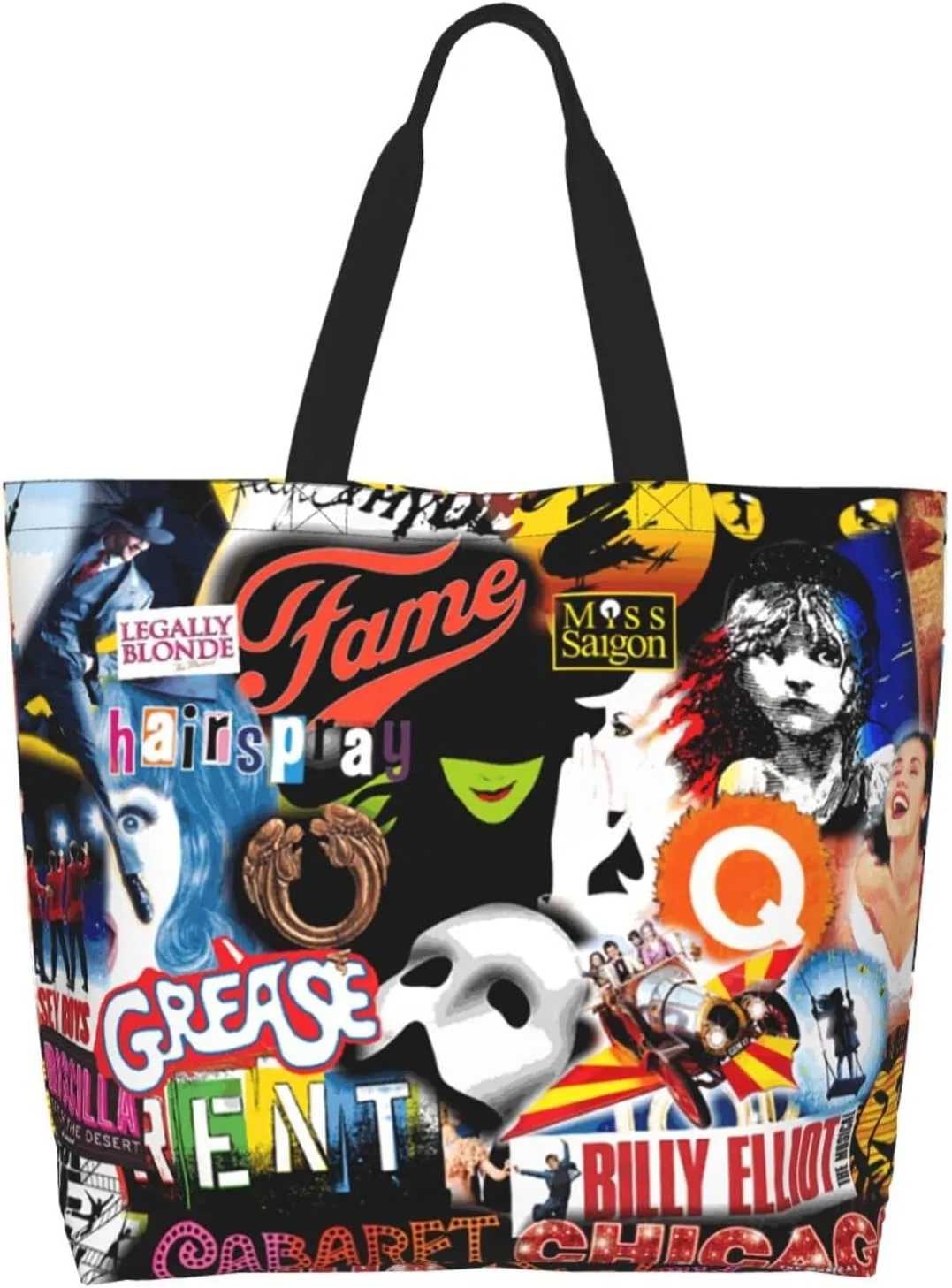 Ftuiylu broadway Tote Bag Women Kitchen Reusable Grocery Bags Shopping Bag Beach Bags Shoulder Bag