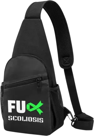 Fuck Scoliosis Awareness Chest Pack Leisure Shoulder Crossbody Chest Bag