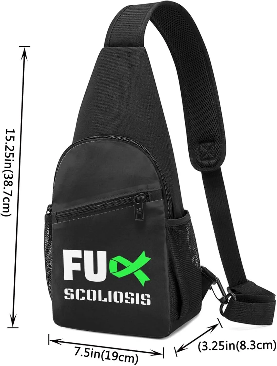 Fuck Scoliosis Awareness Chest Pack Leisure Shoulder Crossbody Chest Bag