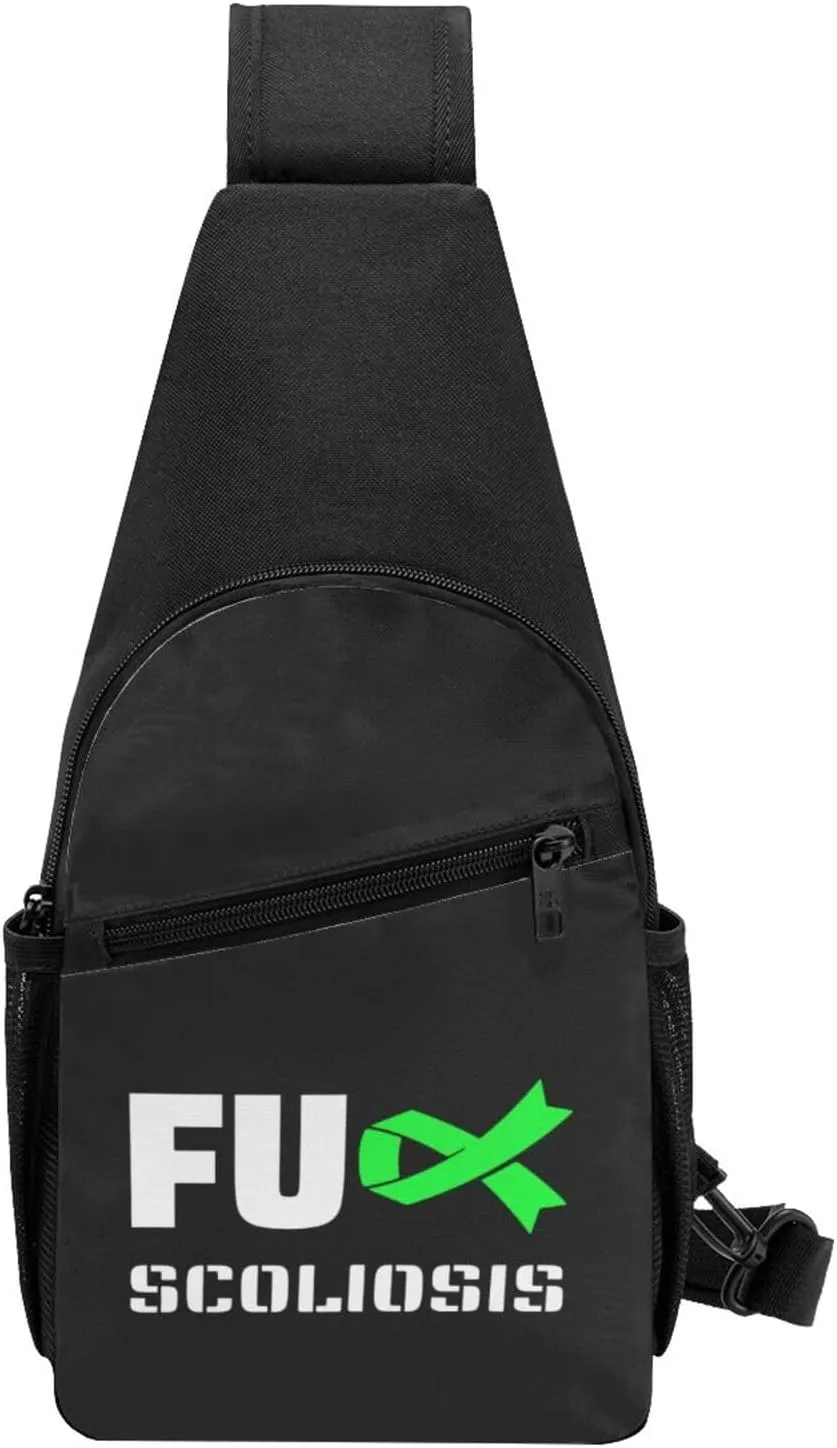 Fuck Scoliosis Awareness Chest Pack Leisure Shoulder Crossbody Chest Bag