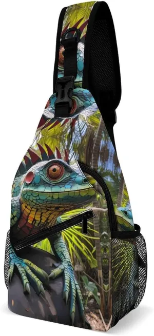 Funny Animal Lizard Sling Bags Travel Crossbody Shoulder Bag Small Chest Bag Hiking Backpack for Women Men