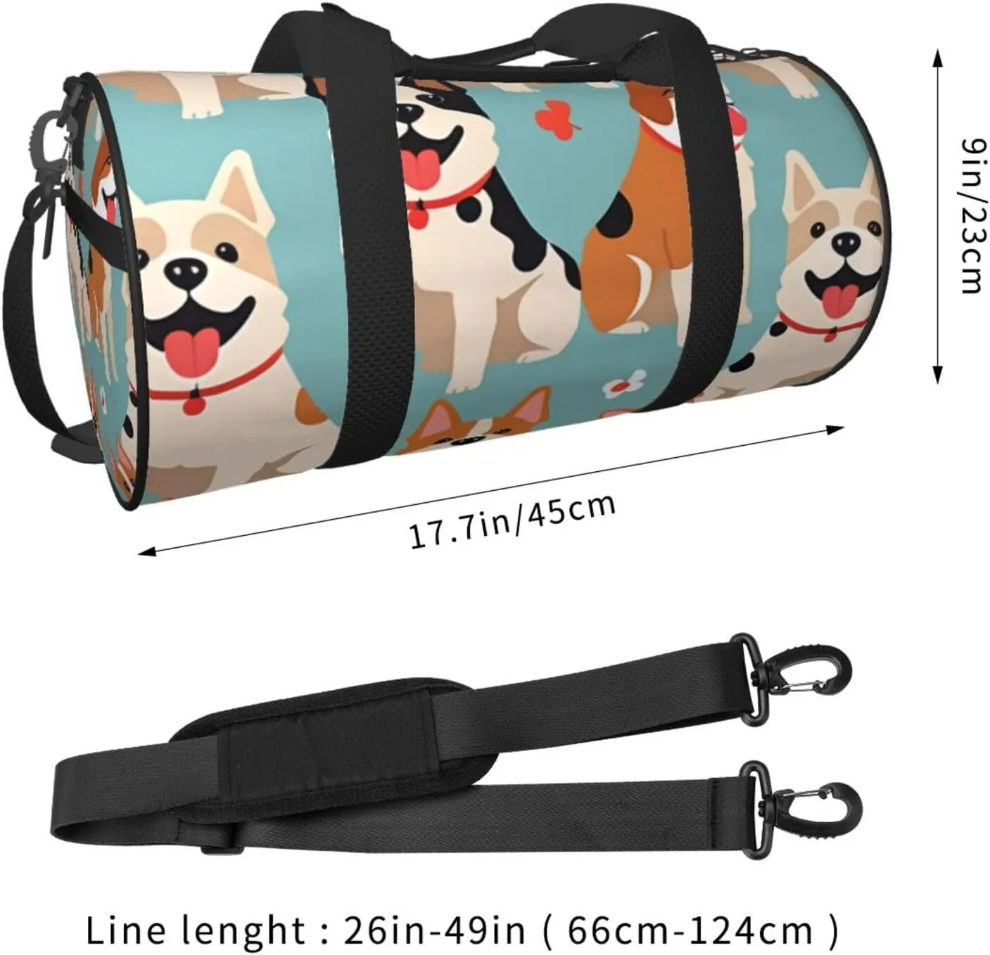 funny dog Printed Travel Bag,Round Personal Item Storage bag,Foldie Duffel Bag for Traveling Vacation,Fitness,Sports