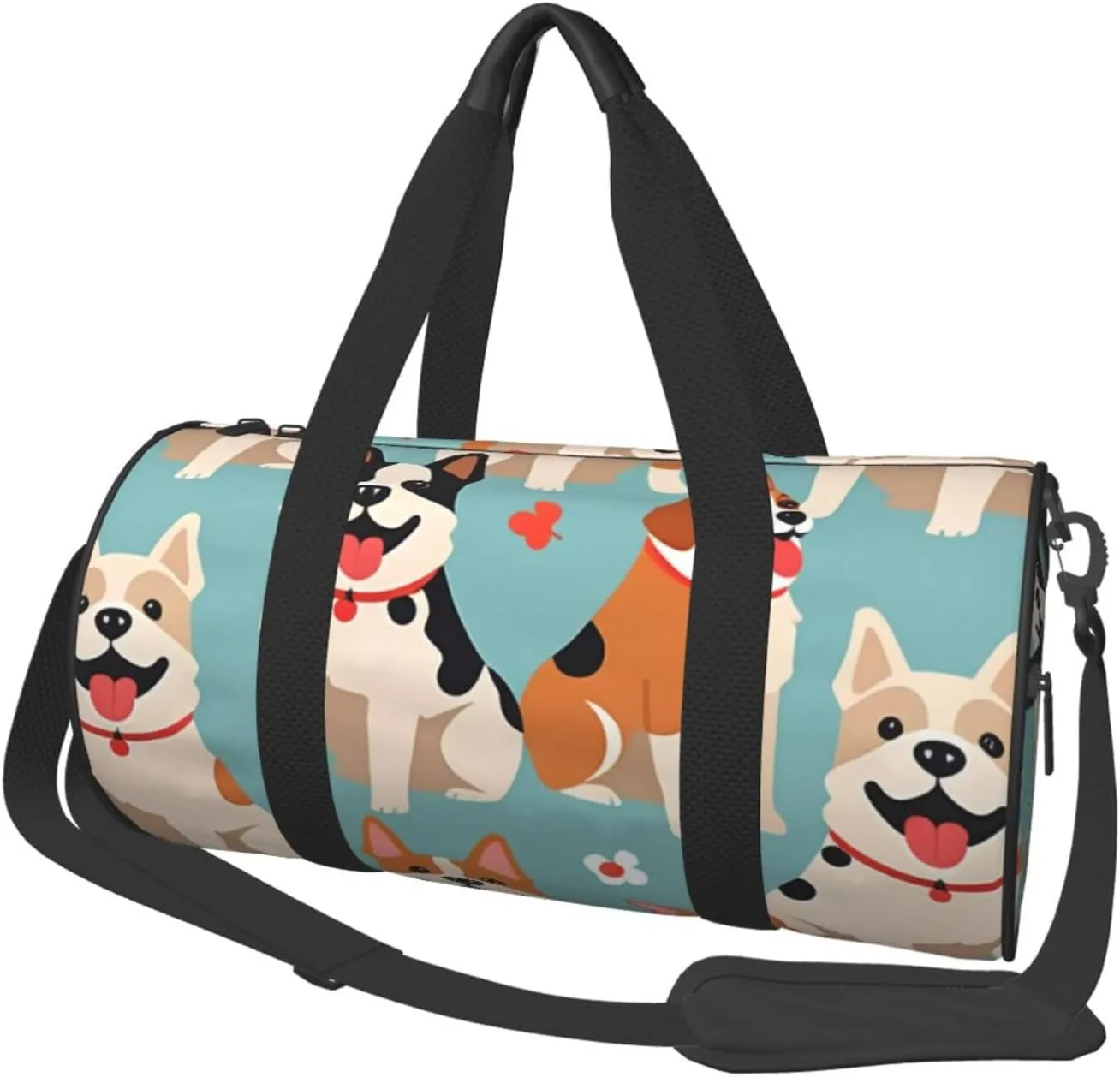 funny dog Printed Travel Bag,Round Personal Item Storage bag,Foldie Duffel Bag for Traveling Vacation,Fitness,Sports
