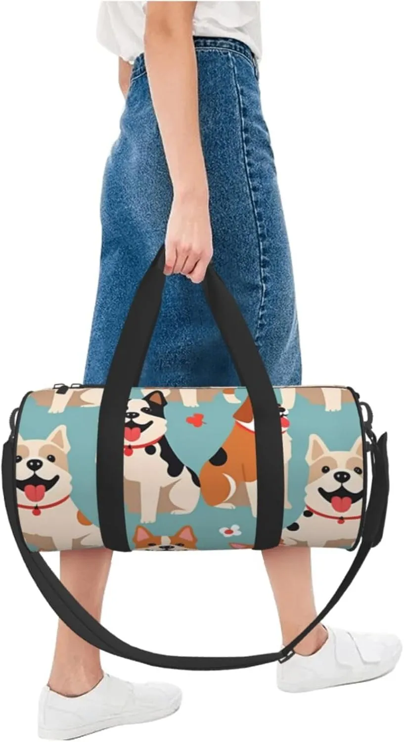 funny dog Printed Travel Bag,Round Personal Item Storage bag,Foldie Duffel Bag for Traveling Vacation,Fitness,Sports