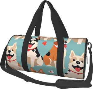 funny dog Printed Travel Bag,Round Personal Item Storage bag,Foldie Duffel Bag for Traveling Vacation,Fitness,Sports