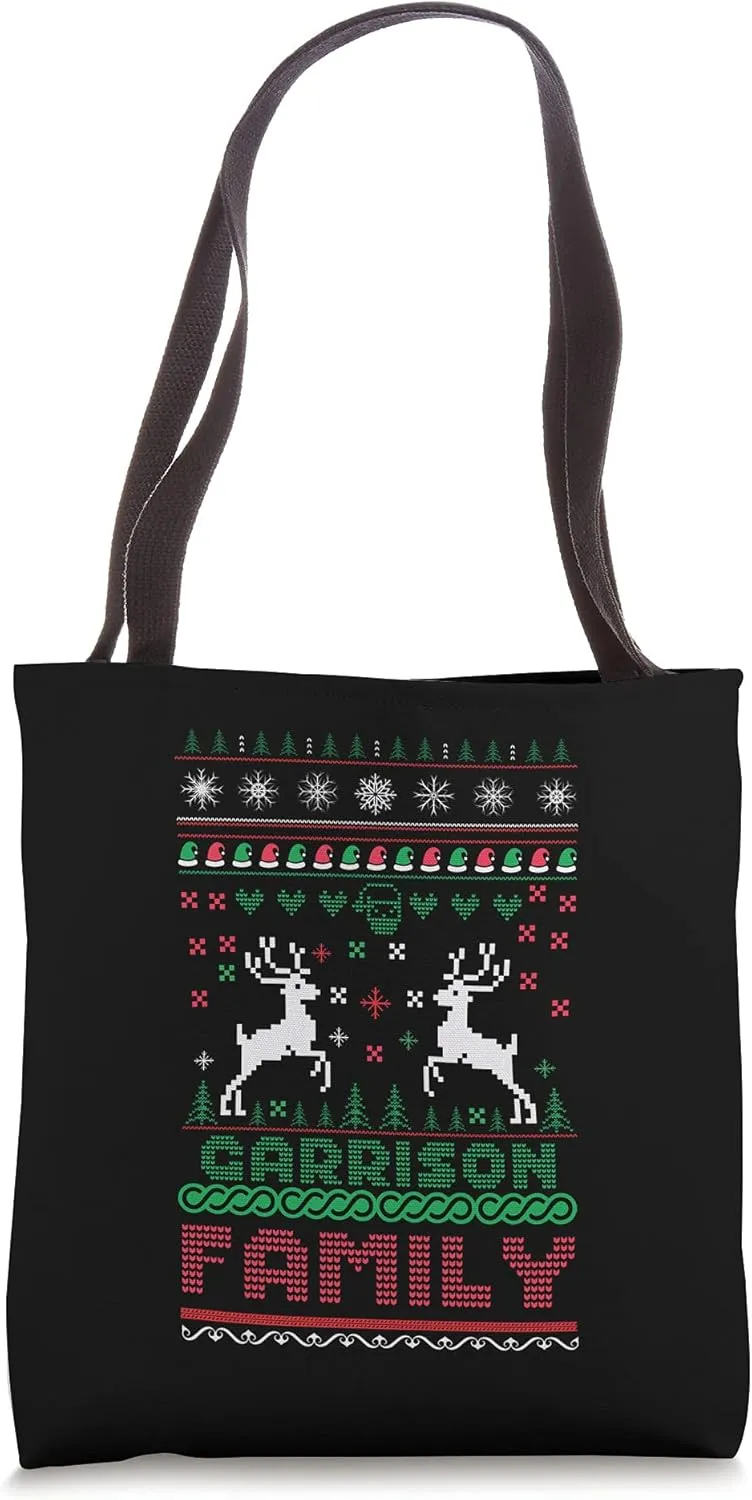 Funny matching ugly Christmas family name Garrison Tote Bag