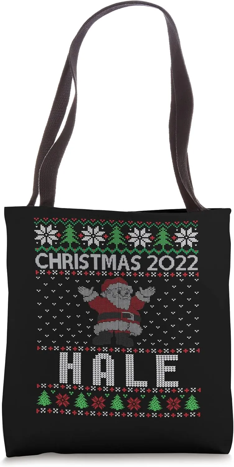 Funny Matching Ugly Christmas Personalized Name Hale Tote Bag