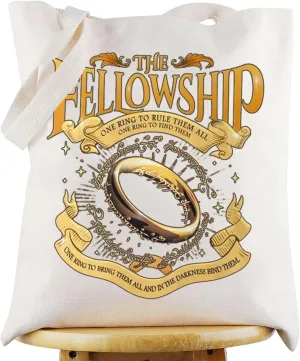 G2TUP Hobbit Inspired Canvas Tote Bag Frodo & Bilbo Fans Gift The Fellowship Shoulder Bag Hobbit Movie Merch