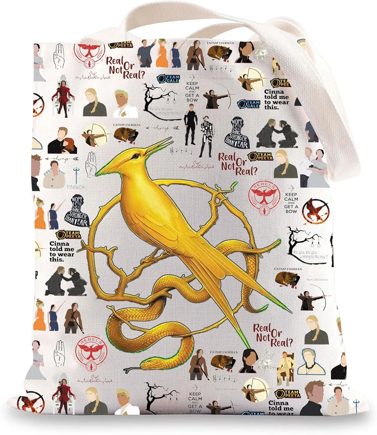 G2TUP Hungery Movie Inspired Tote Bag Book Nerd Fans Gift Real Or Not Real Bird Shoulder Bag Birds & Snakes Character Merch