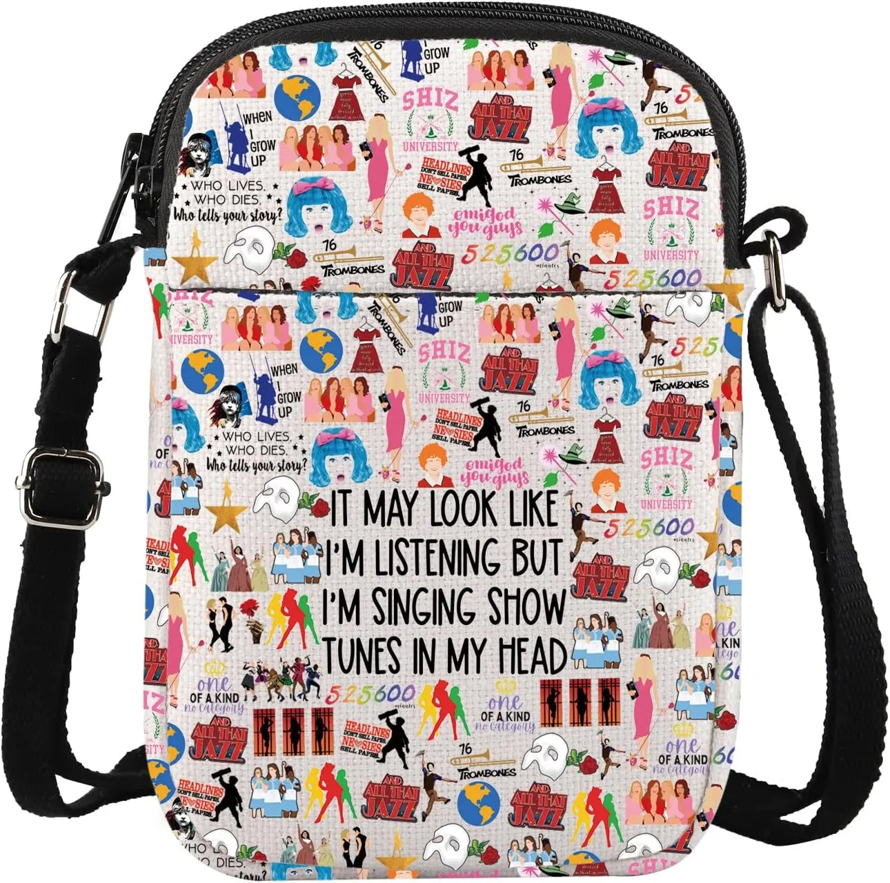 G2TUP Musicals Inspired Crossbody Bag Musical Character Gifts Music Drama Lover Gifts Musical Theater Messenger Bag