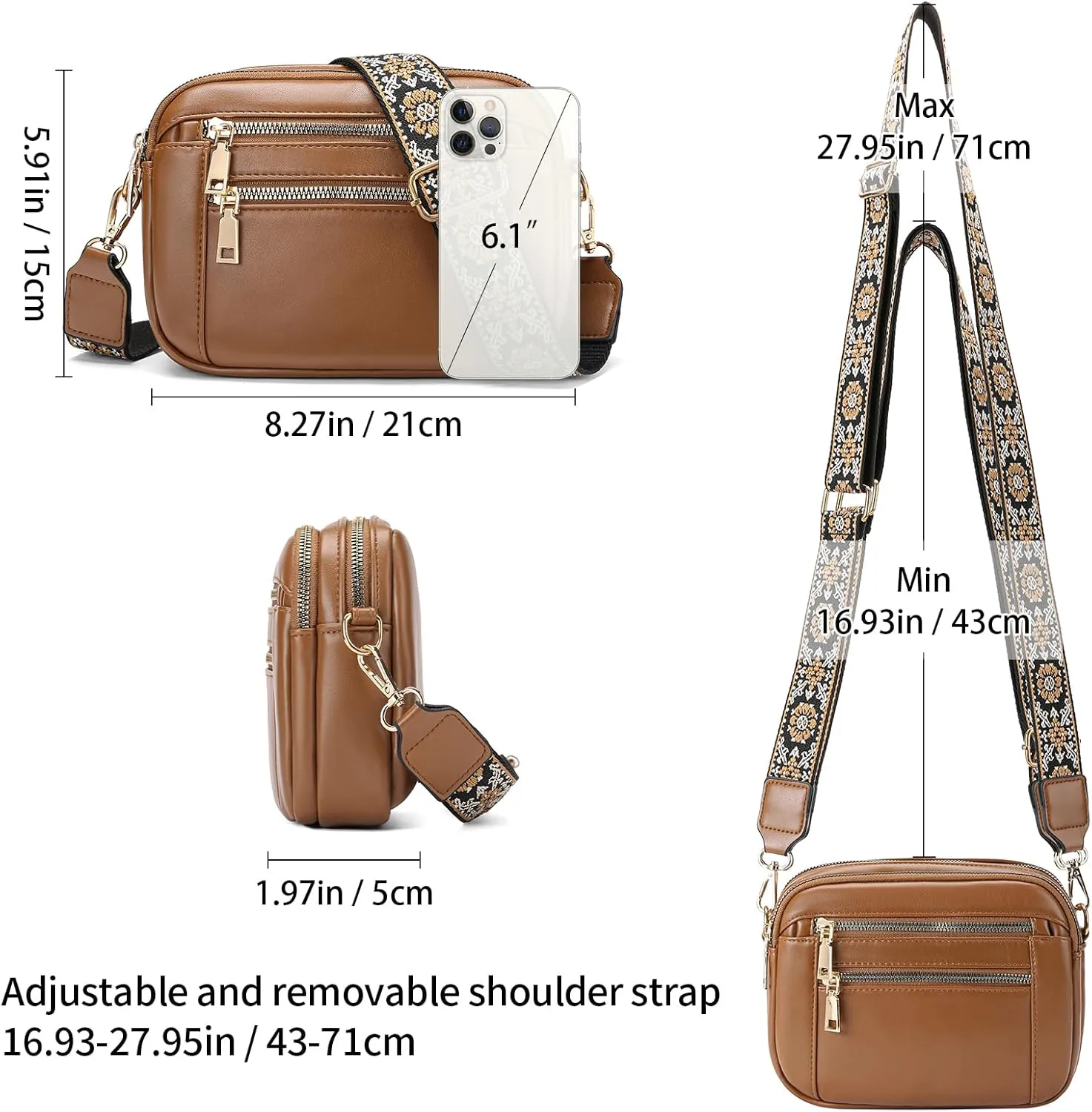 GAEKEAO Crossbody Purses for Women Small Crossbody Bags Vegan Leather Trendy Shoulder Handbags with Adjustable Shoulder Strap