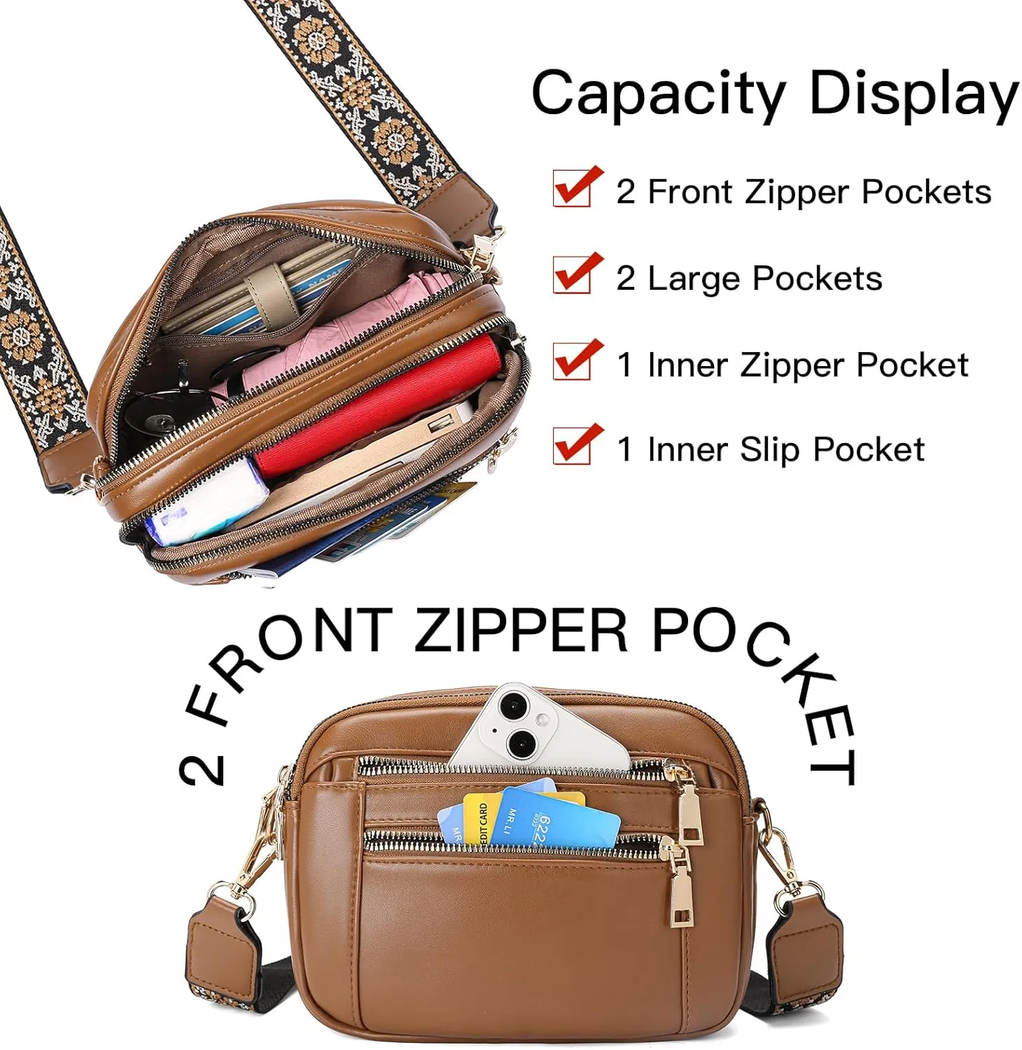 GAEKEAO Crossbody Purses for Women Small Crossbody Bags Vegan Leather Trendy Shoulder Handbags with Adjustable Shoulder Strap