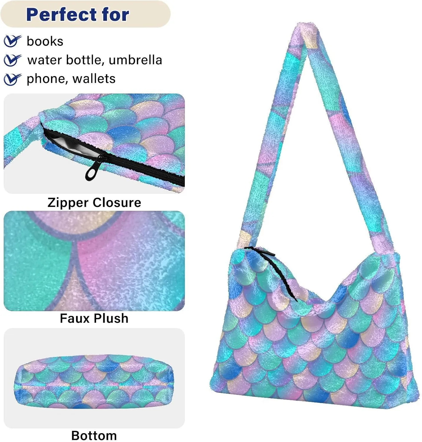 GAIGEO Kawaii Mermaid Rainbow Women's Shoulder Bag, Woman Handbags, Autumn Handbags