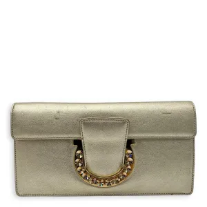 Gancini Clutch Small Gold in Calfskin, Gold hardware