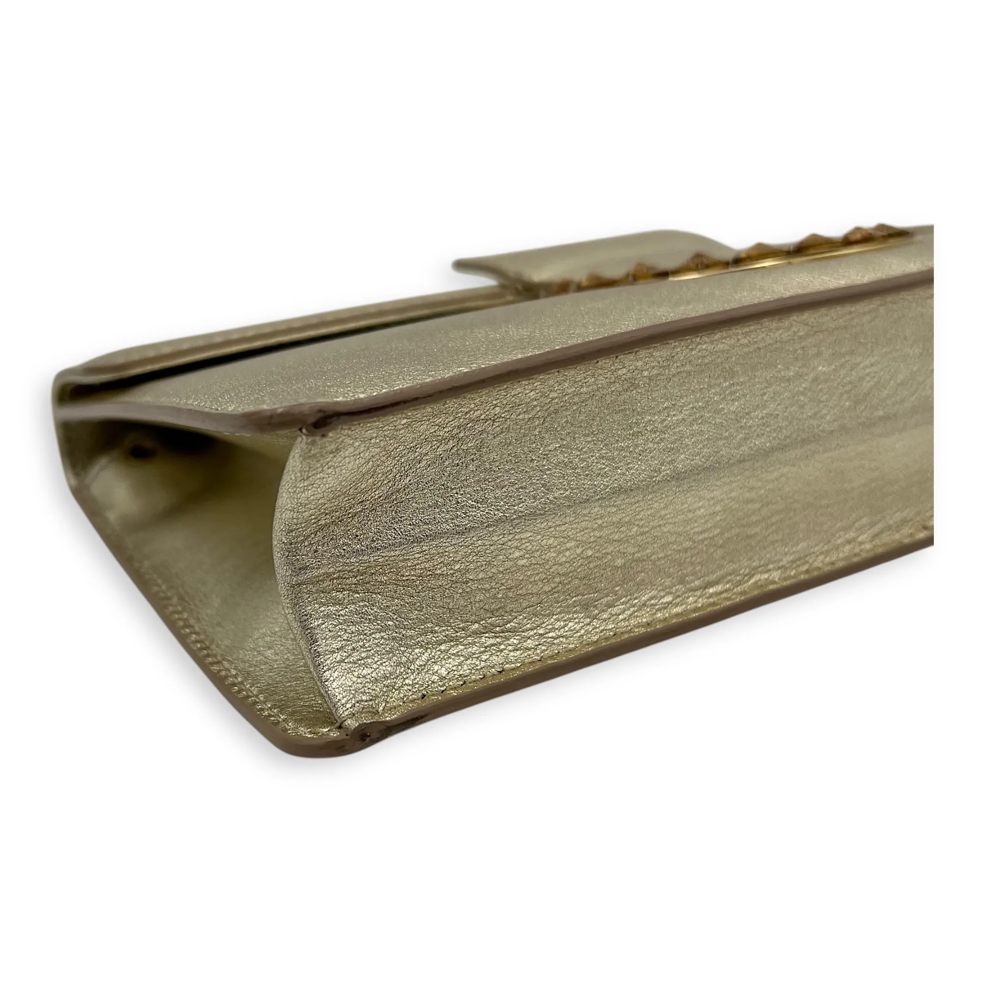 Gancini Clutch Small Gold in Calfskin, Gold hardware