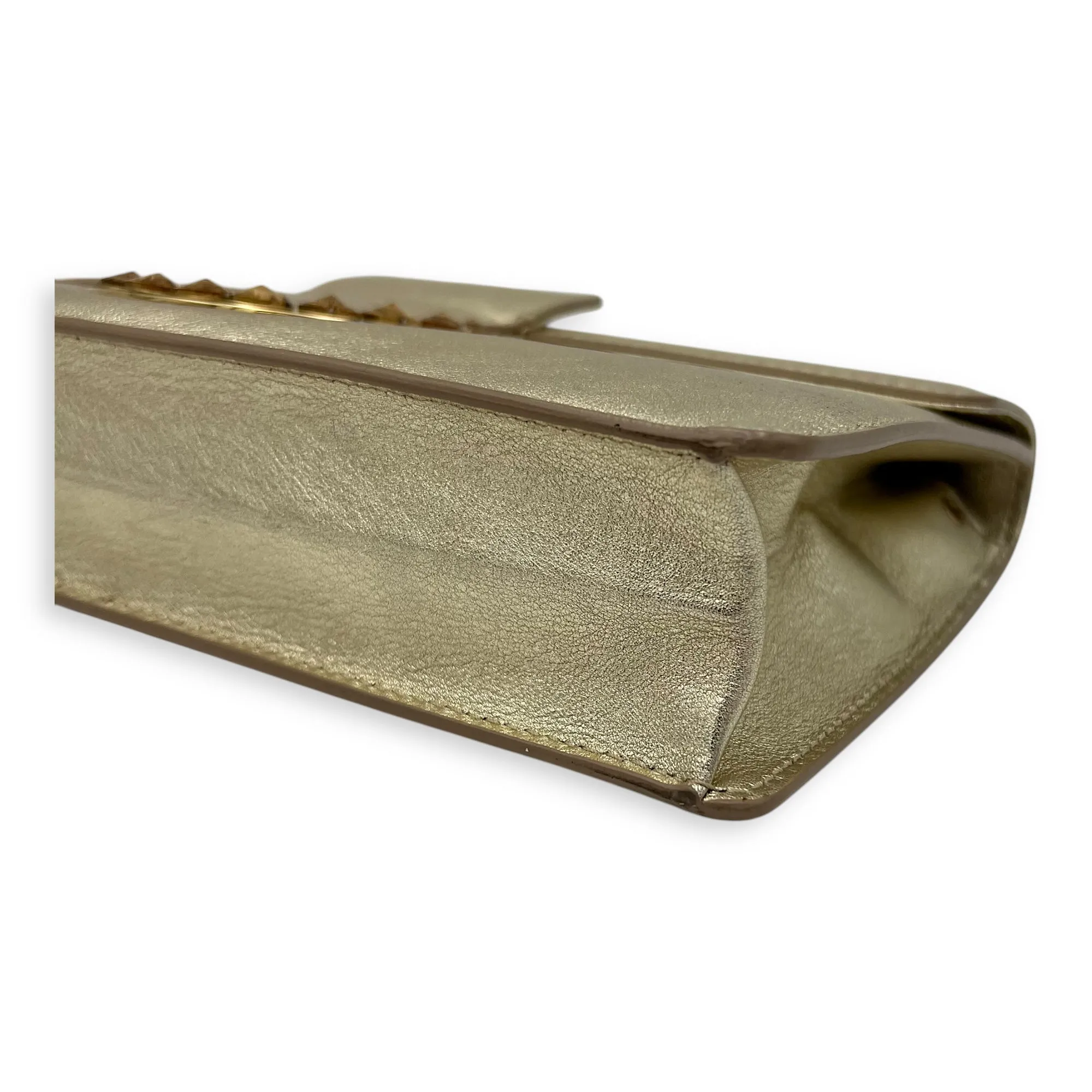 Gancini Clutch Small Gold in Calfskin, Gold hardware