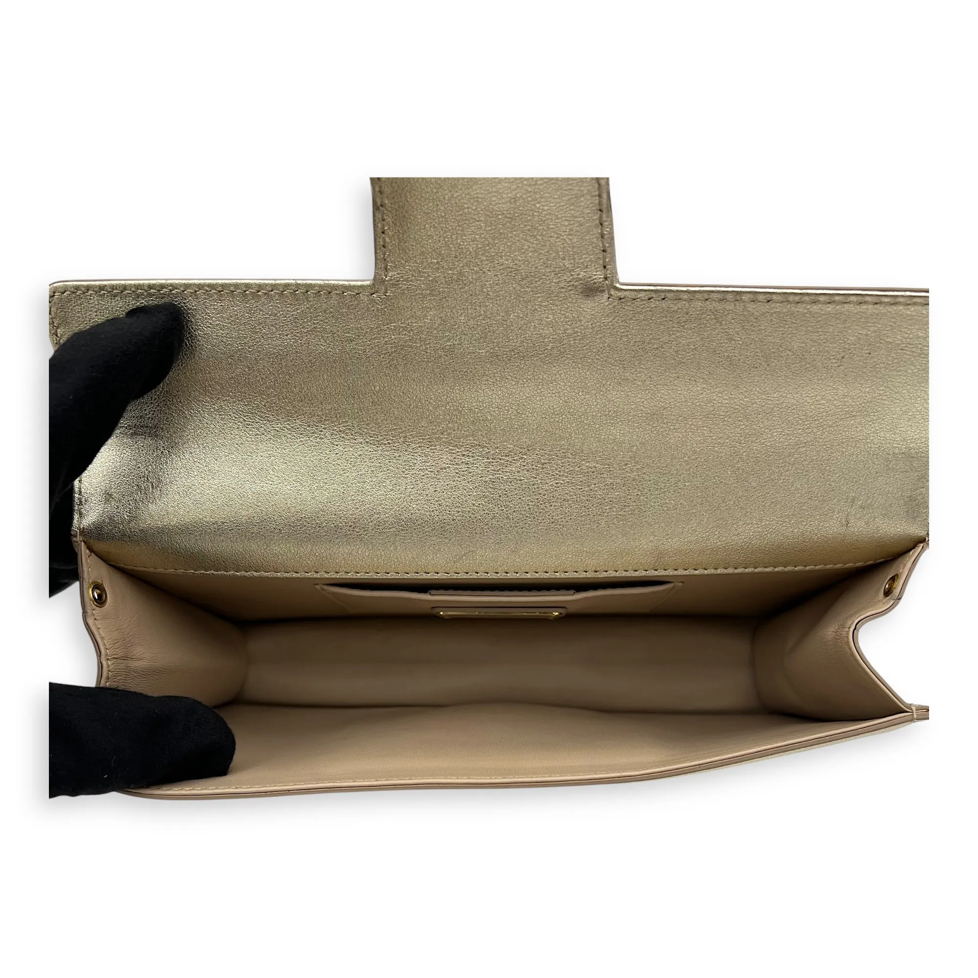 Gancini Clutch Small Gold in Calfskin, Gold hardware