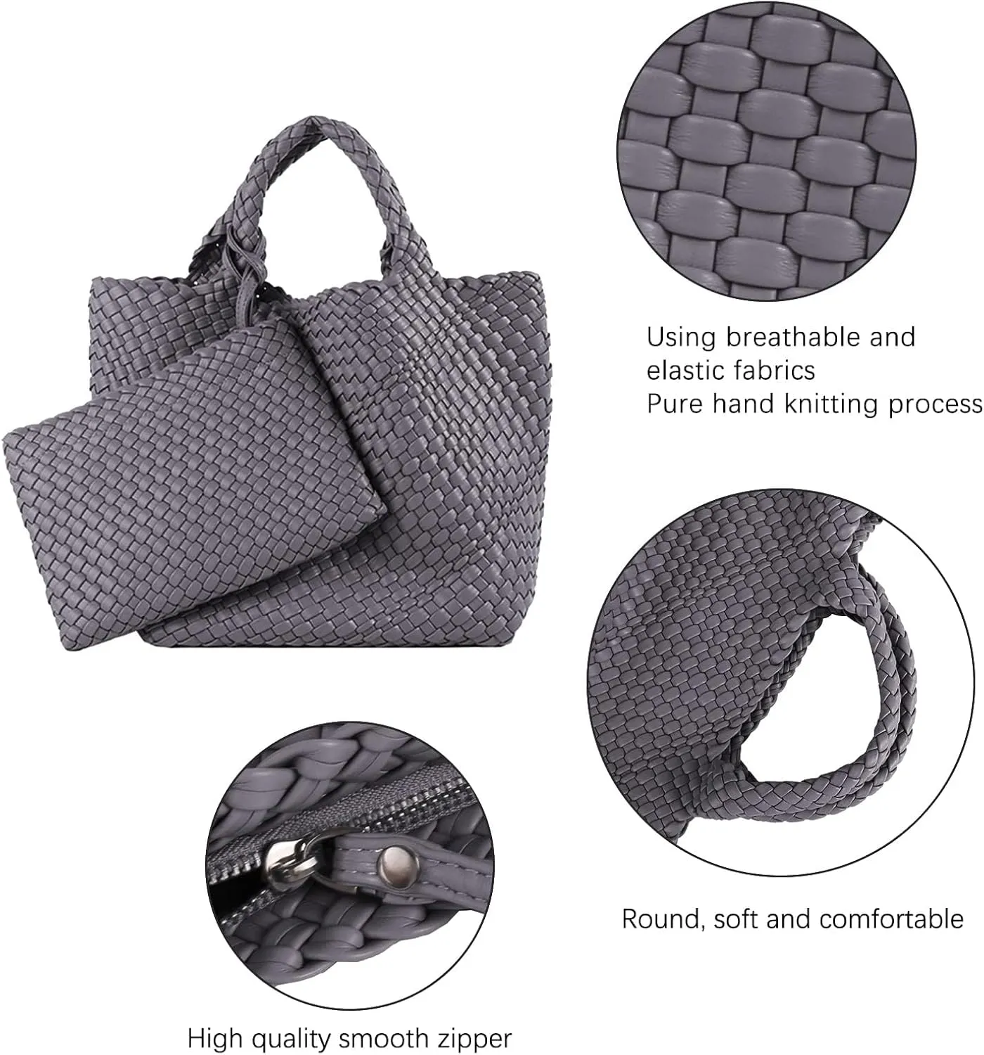 GBB Woven Bag for Women PU Leather Handwoven Tote Bag Large Handbag with Clutch Handmade Casual Purses Shopper Shoulder Bags