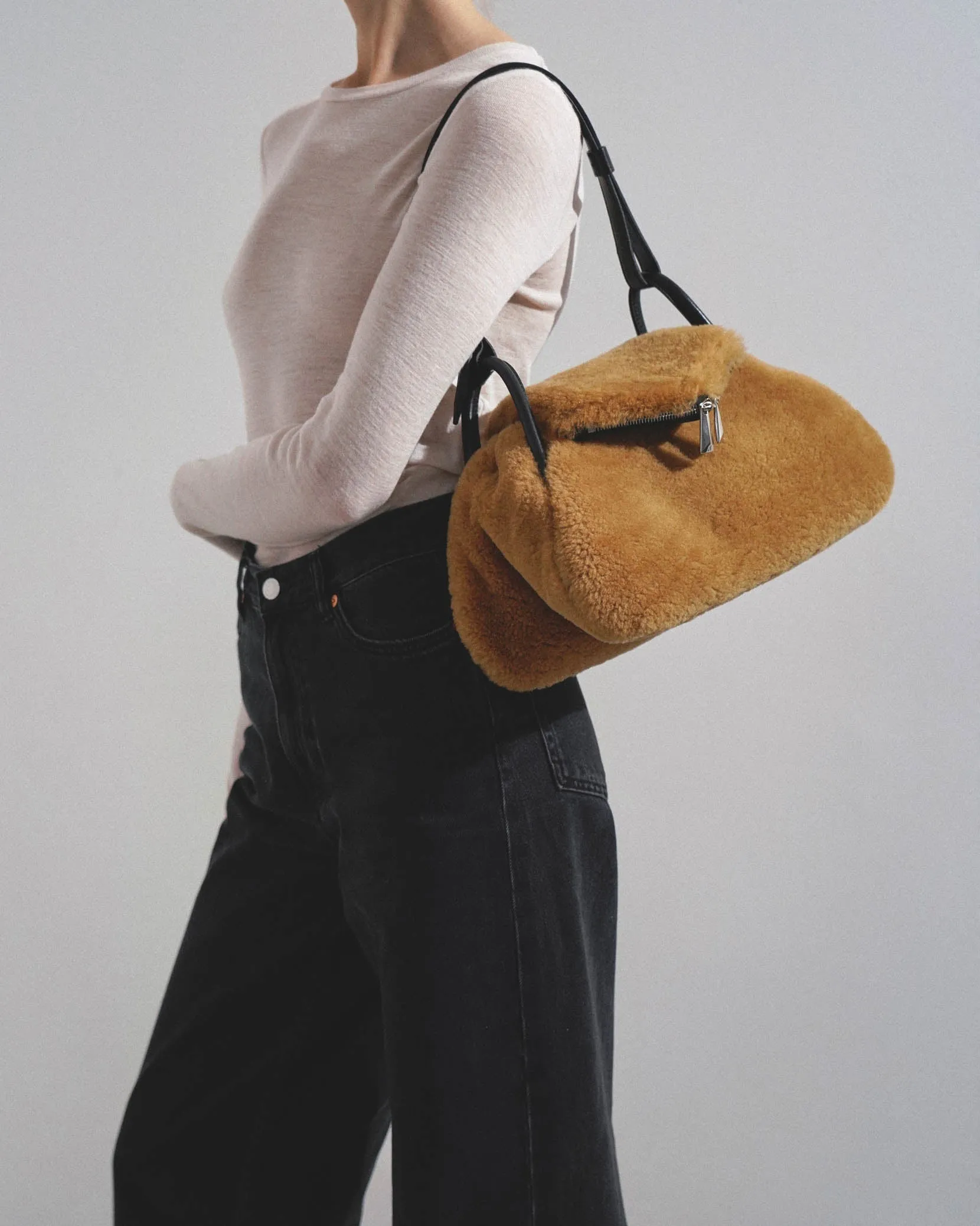 Gemini beige shearling bag
