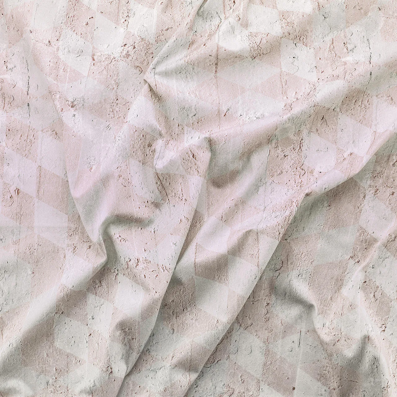 Geometric Cubes Printed Fabric- Pink