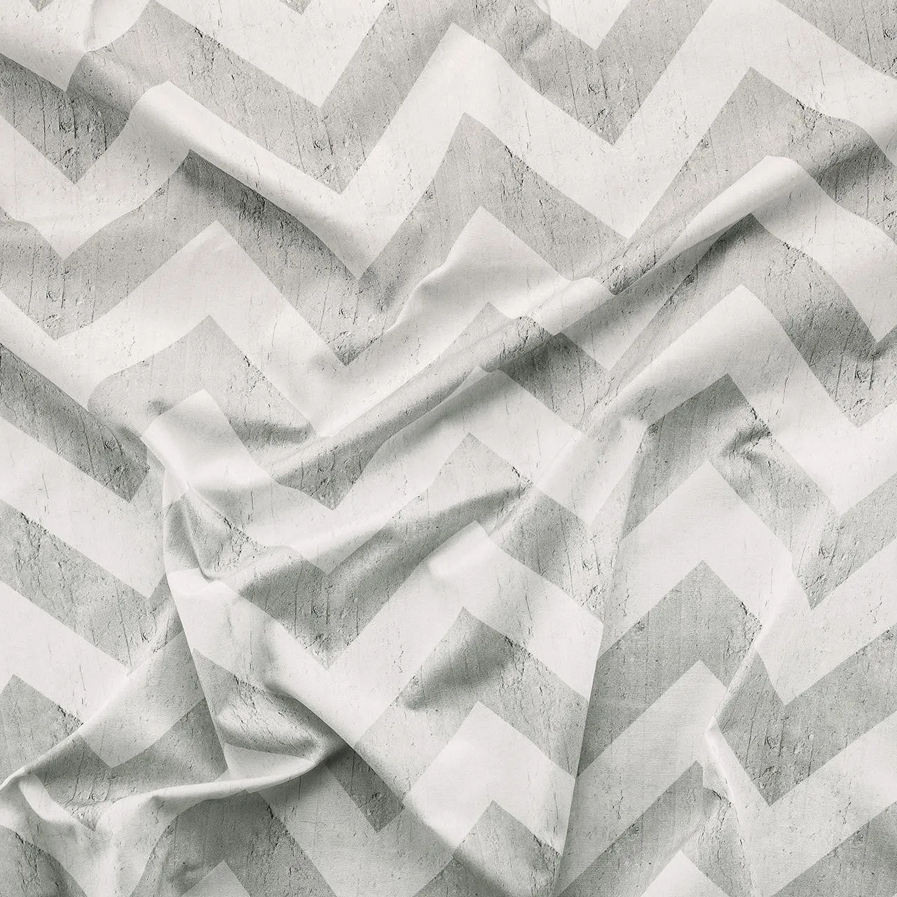 Geometric Stripes Printed Fabric- Grey