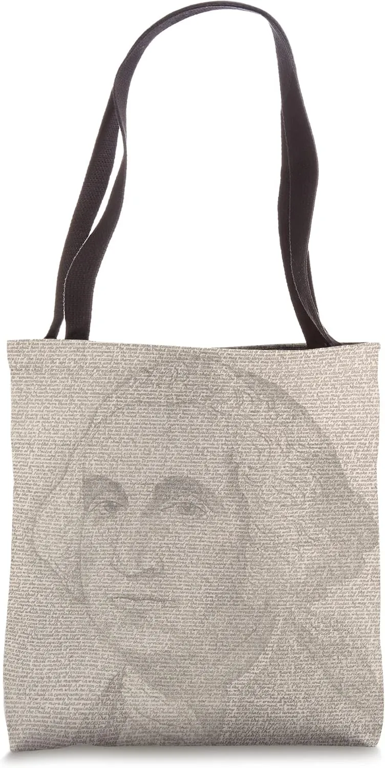 George Washington Portrait in Constitution Text Tote Bag