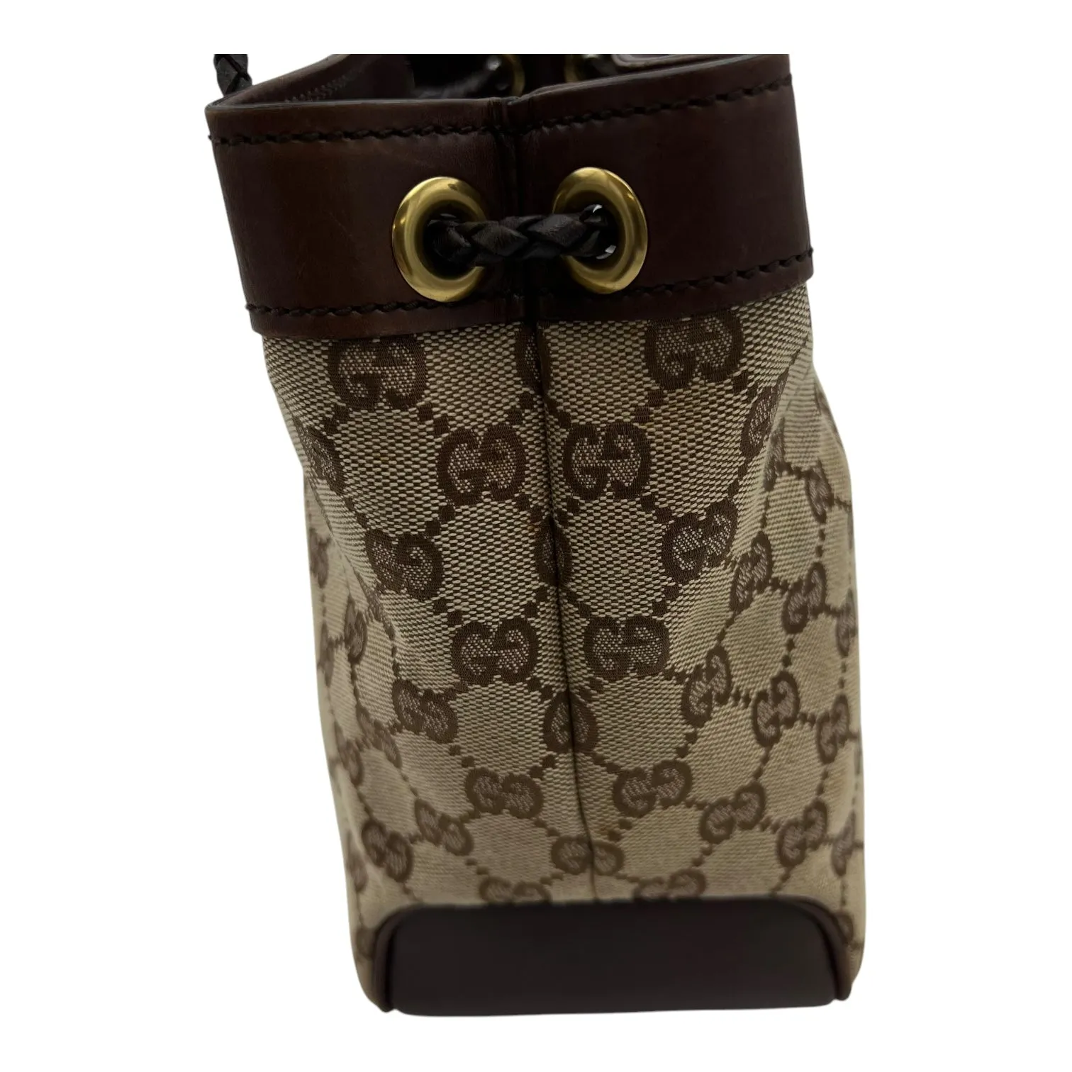 GG Tote Bag Brown in Canvas, Gold hardware