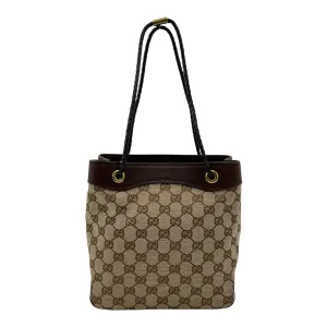 GG Tote Bag Brown in Canvas, Gold hardware
