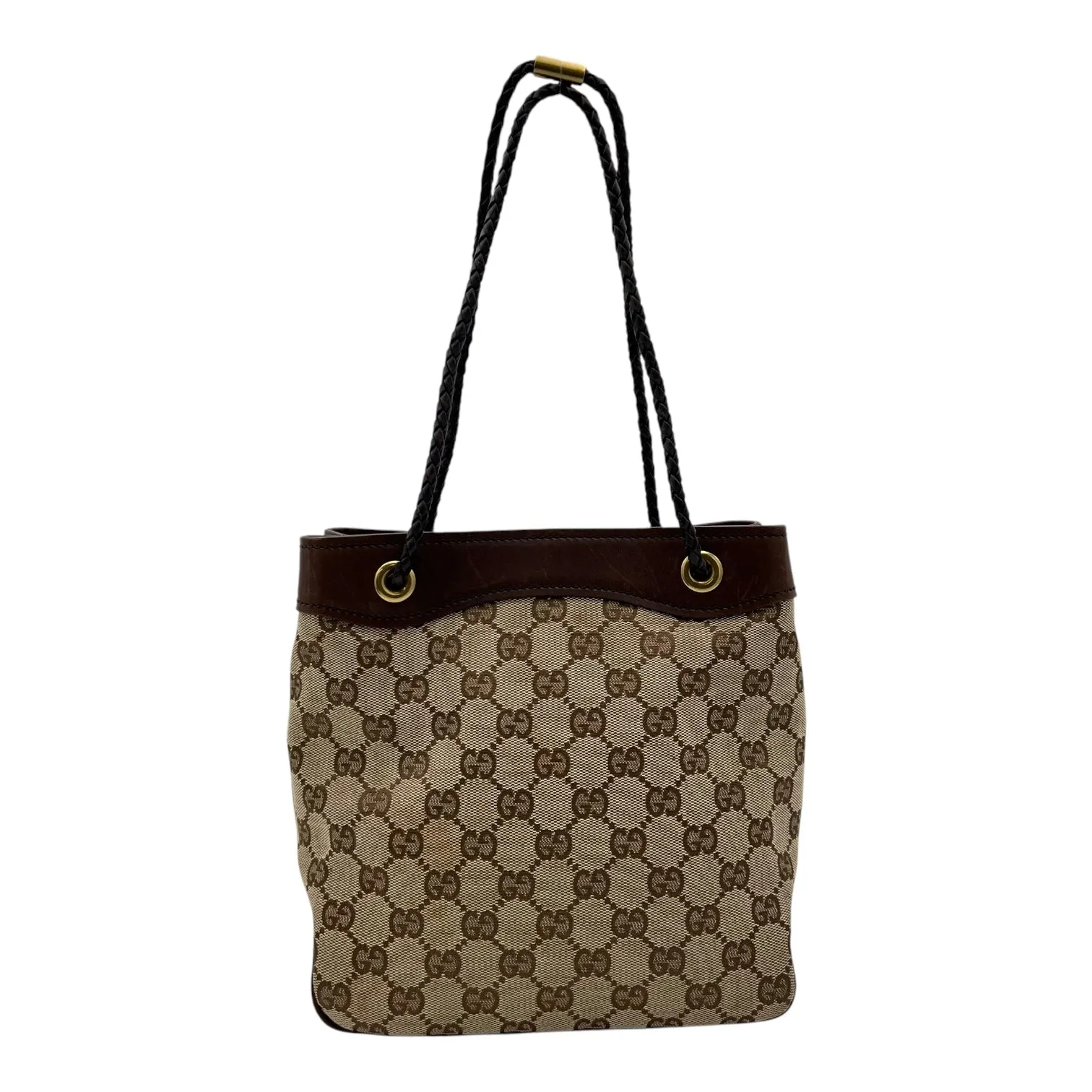 GG Tote Bag Brown in Canvas, Gold hardware