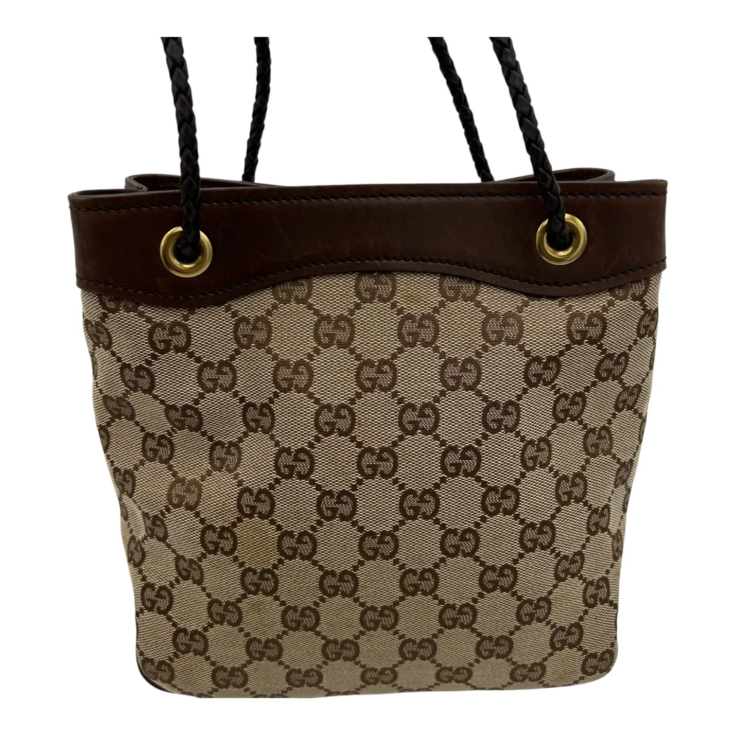 GG Tote Bag Brown in Canvas, Gold hardware