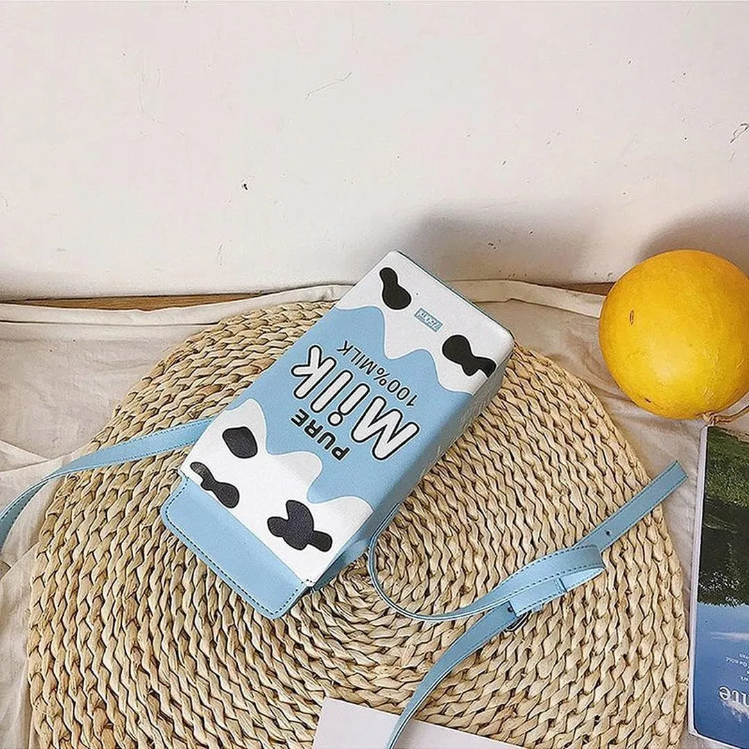 Girls Milk Box Cross Body Purse Bag Women Phone Wallet Shoulder Bags Fruits Banana Handbag Strawberry