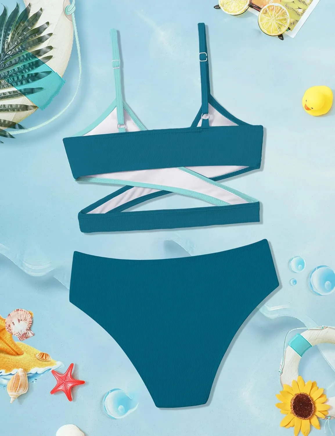 Girls Swimsuits Bikini Set,Two Piece Swimsuit Criss Cross Bathing Suit Girls' Swimwear