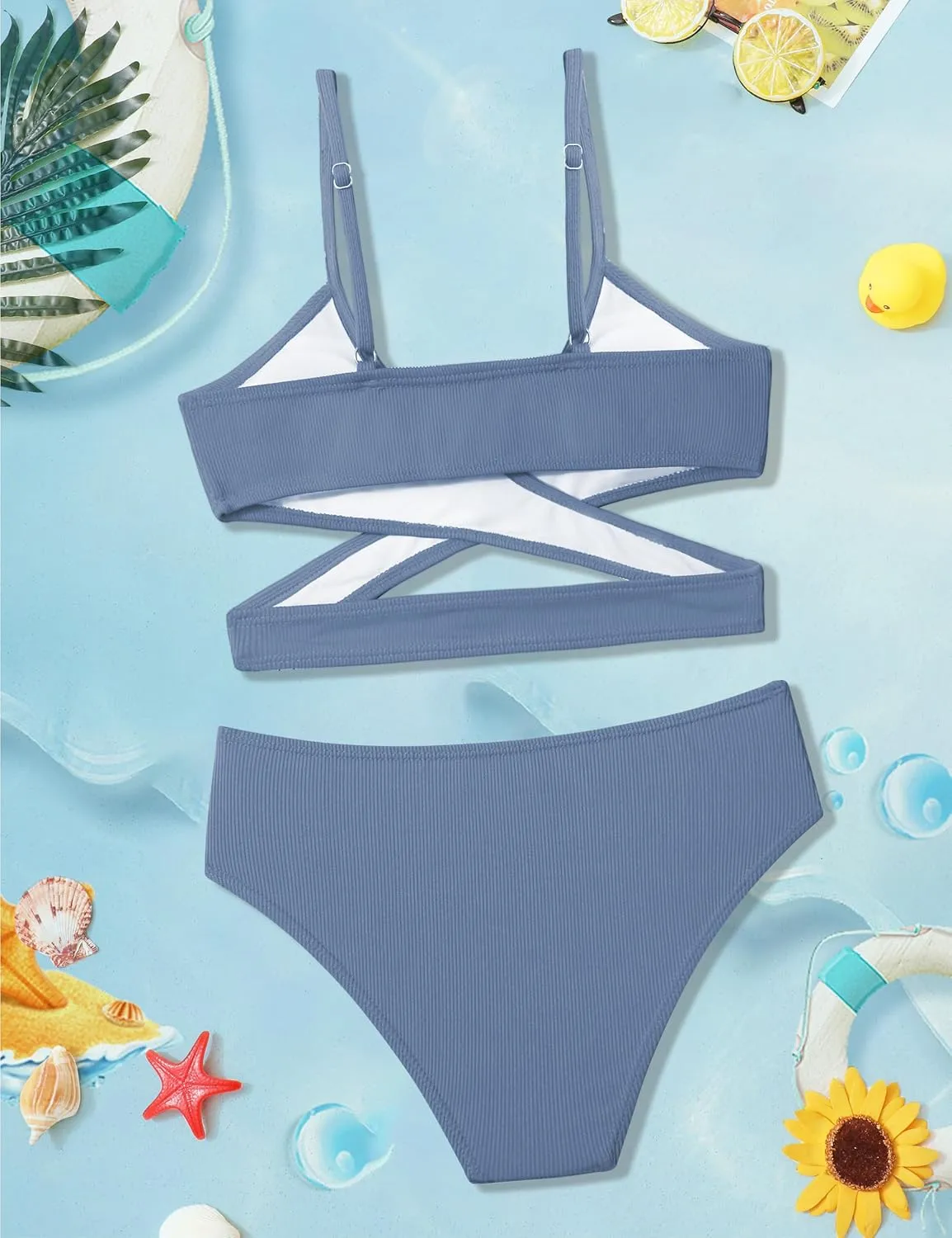 Girls Swimsuits Bikini Set,Two Piece Swimsuit Criss Cross Bathing Suit Girls' Swimwear