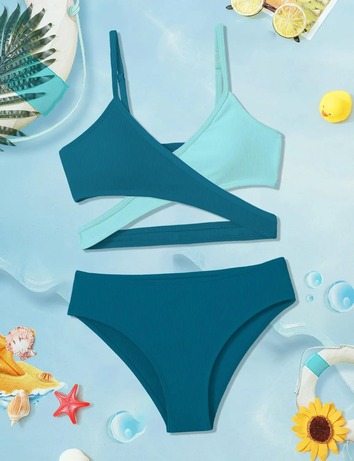 Girls Swimsuits Bikini Set,Two Piece Swimsuit Criss Cross Bathing Suit Girls' Swimwear